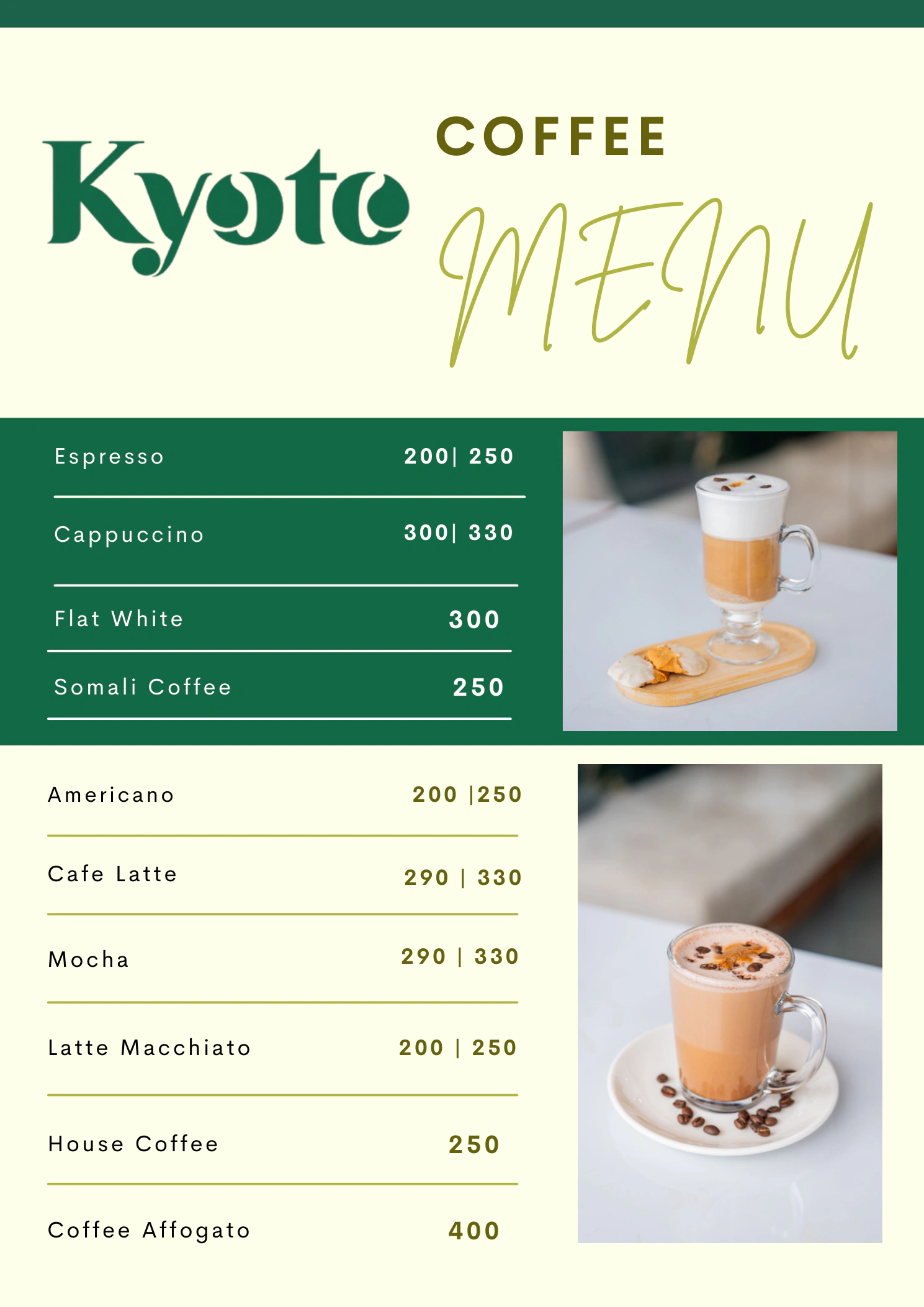 Kyoto Menu Page 6